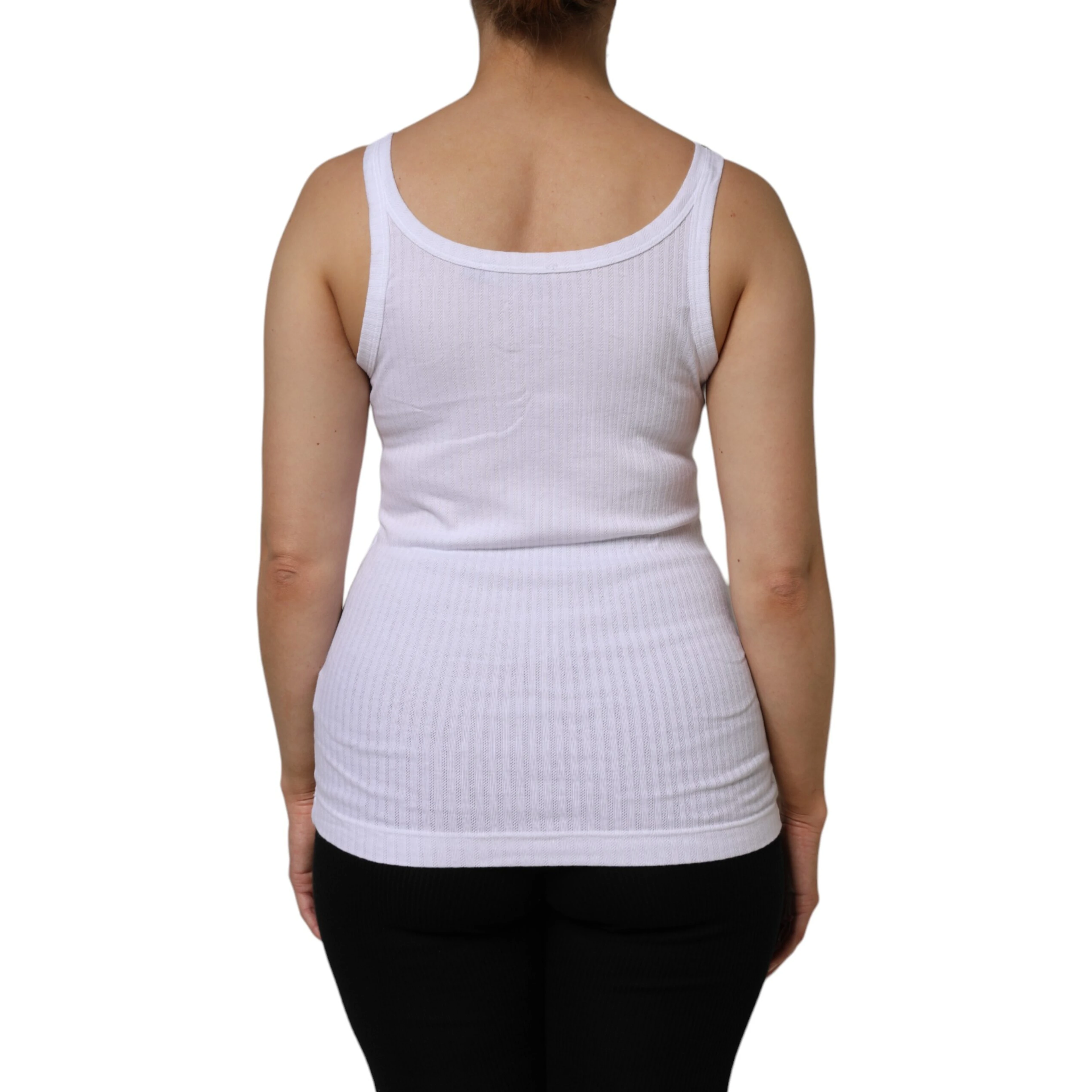 White Cotton Round Neck Sleeveless Tank Top