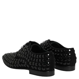 Black Suede Strass Derby Formal Shoes