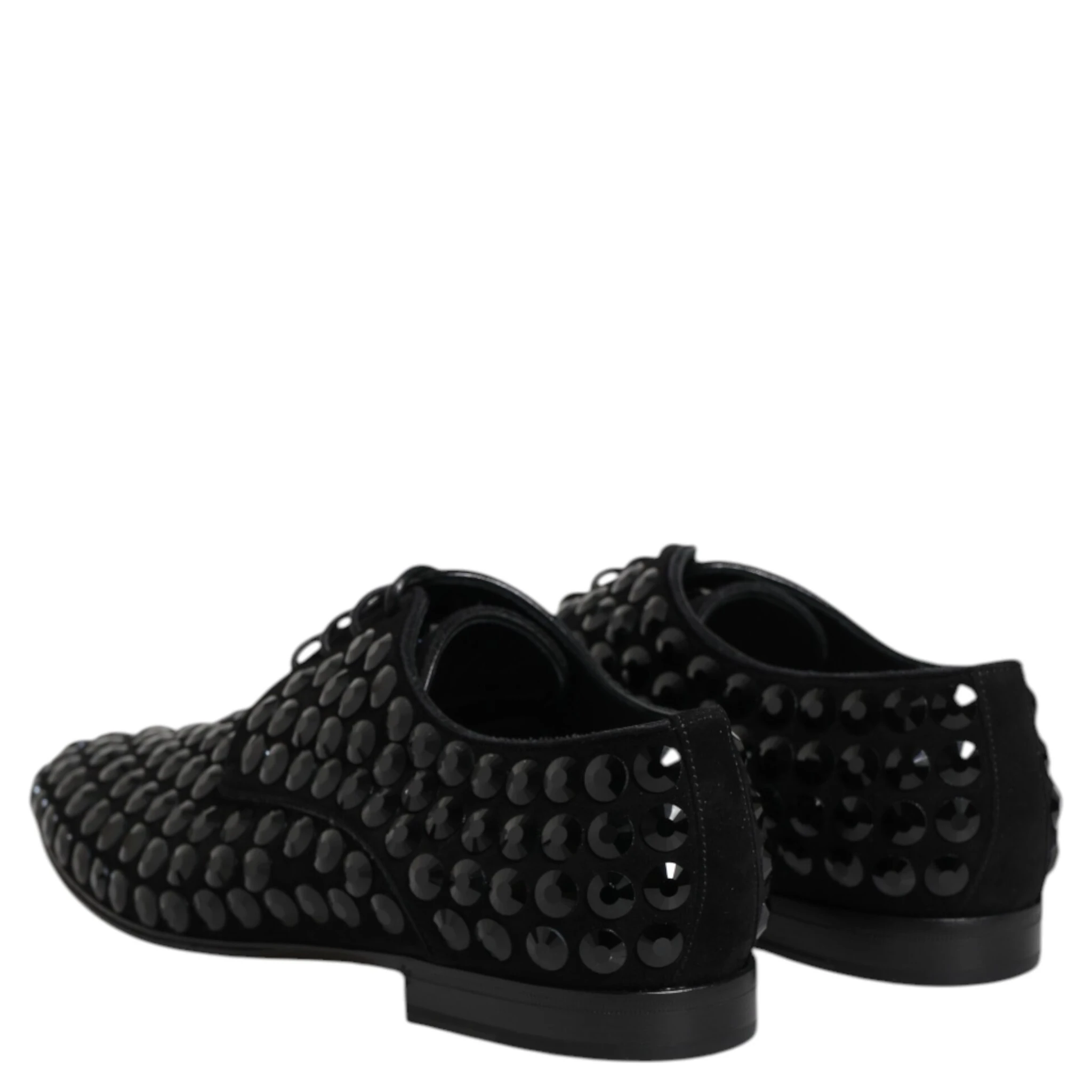 Black Suede Strass Derby Formal Shoes