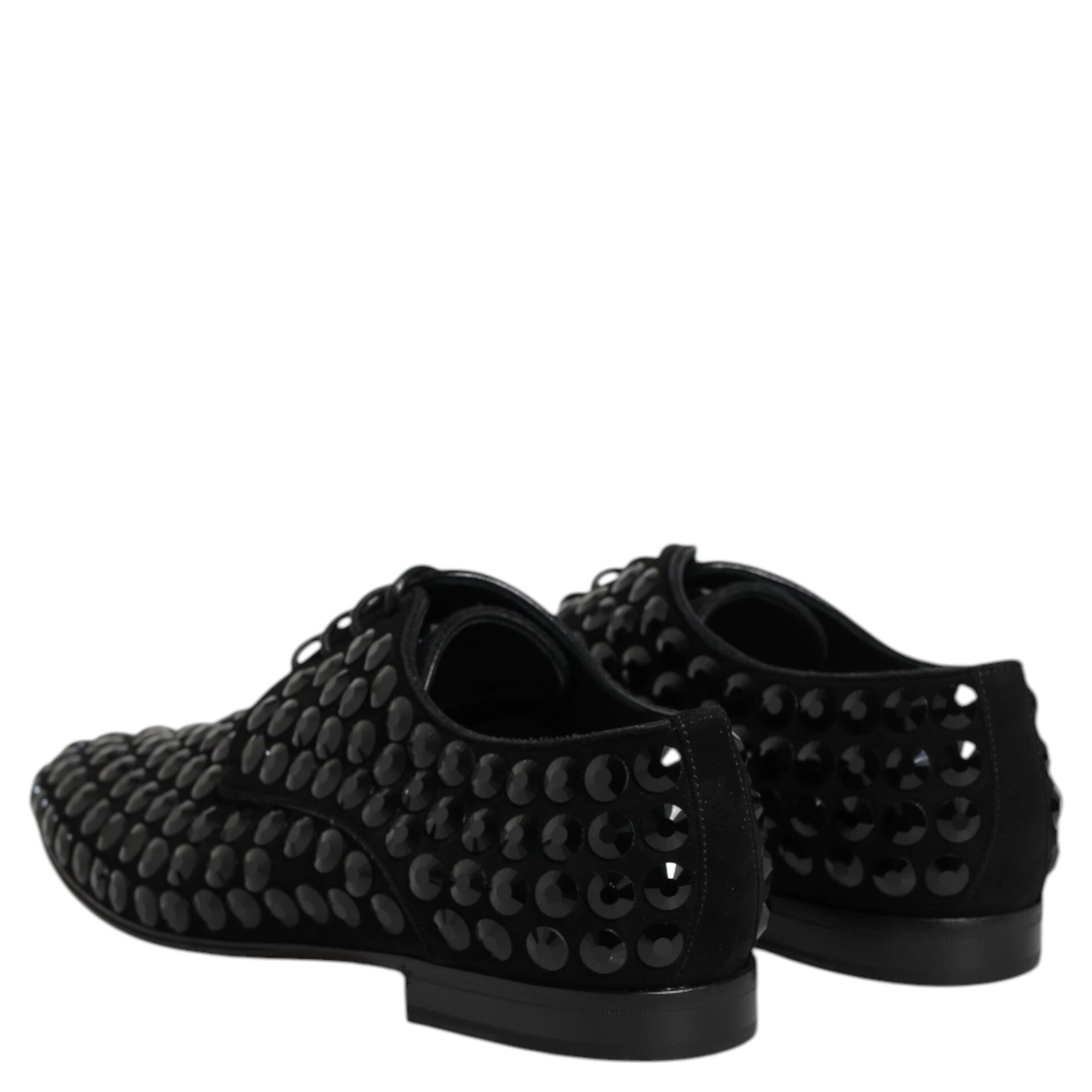 Black Suede Strass Derby Formal Shoes