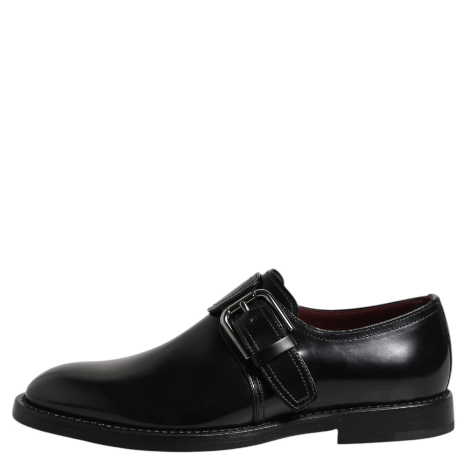 Black Leather Monk Strap Derby Formal Shoes