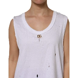 White Cotton Sleeveless Round Neck Tank Top