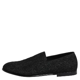 Black Jacquard Slip On Loafers Formal Shoes