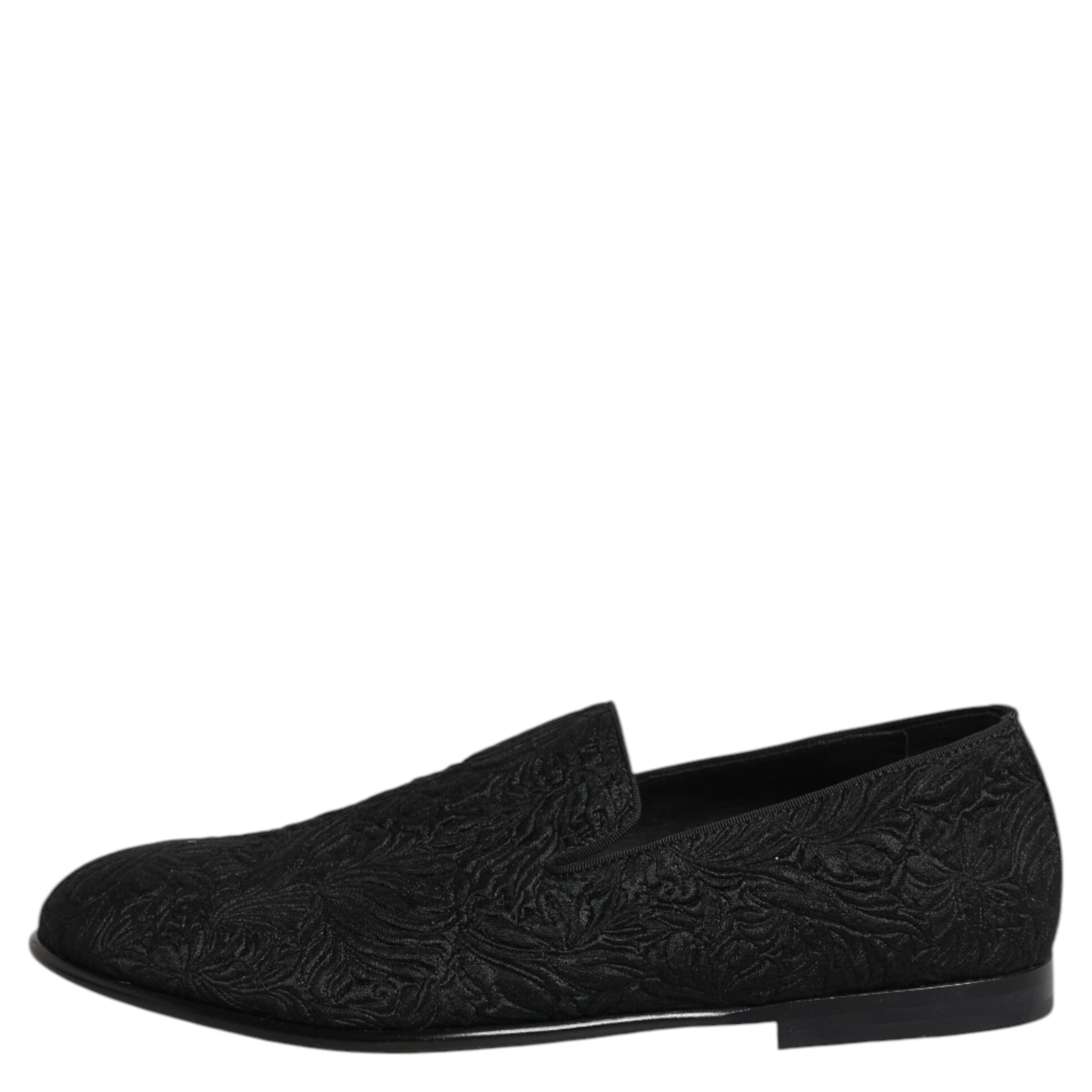 Black Jacquard Slip On Loafers Formal Shoes