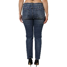Blue Low Waist Cotton Skinny Denim Jeans