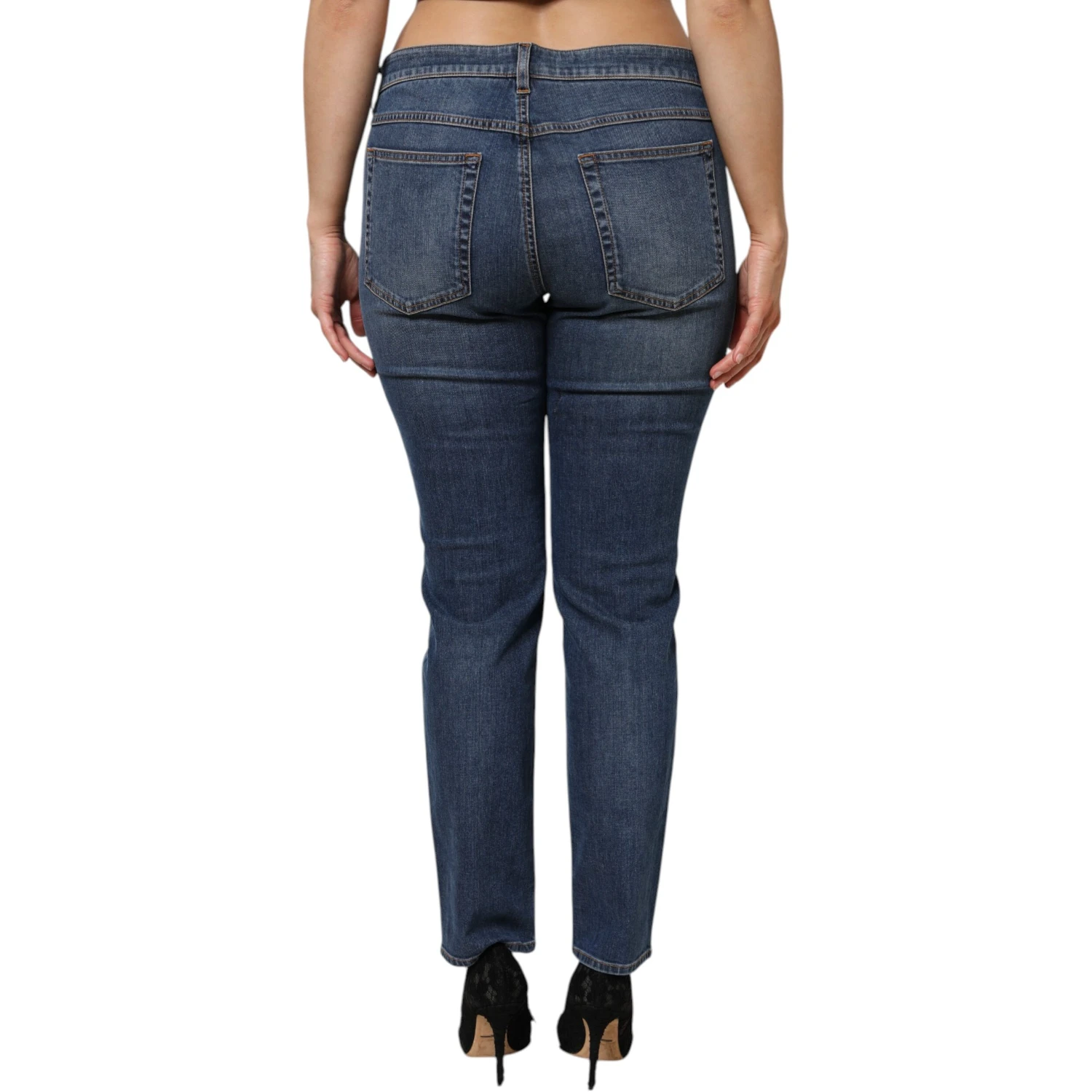 Blue Low Waist Cotton Skinny Denim Jeans