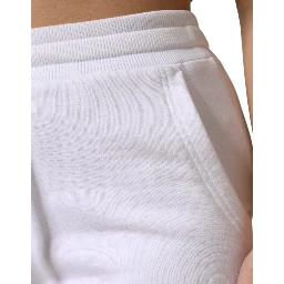 White Cotton Stretch Jogger Sweatpants Pants