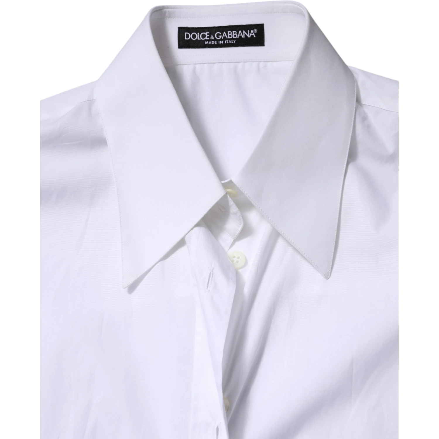 White Cotton Collared Shirt Long Sleeve Top