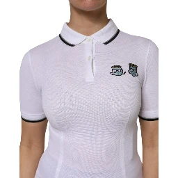White Cotton Short Sleeves Collared Polo Top