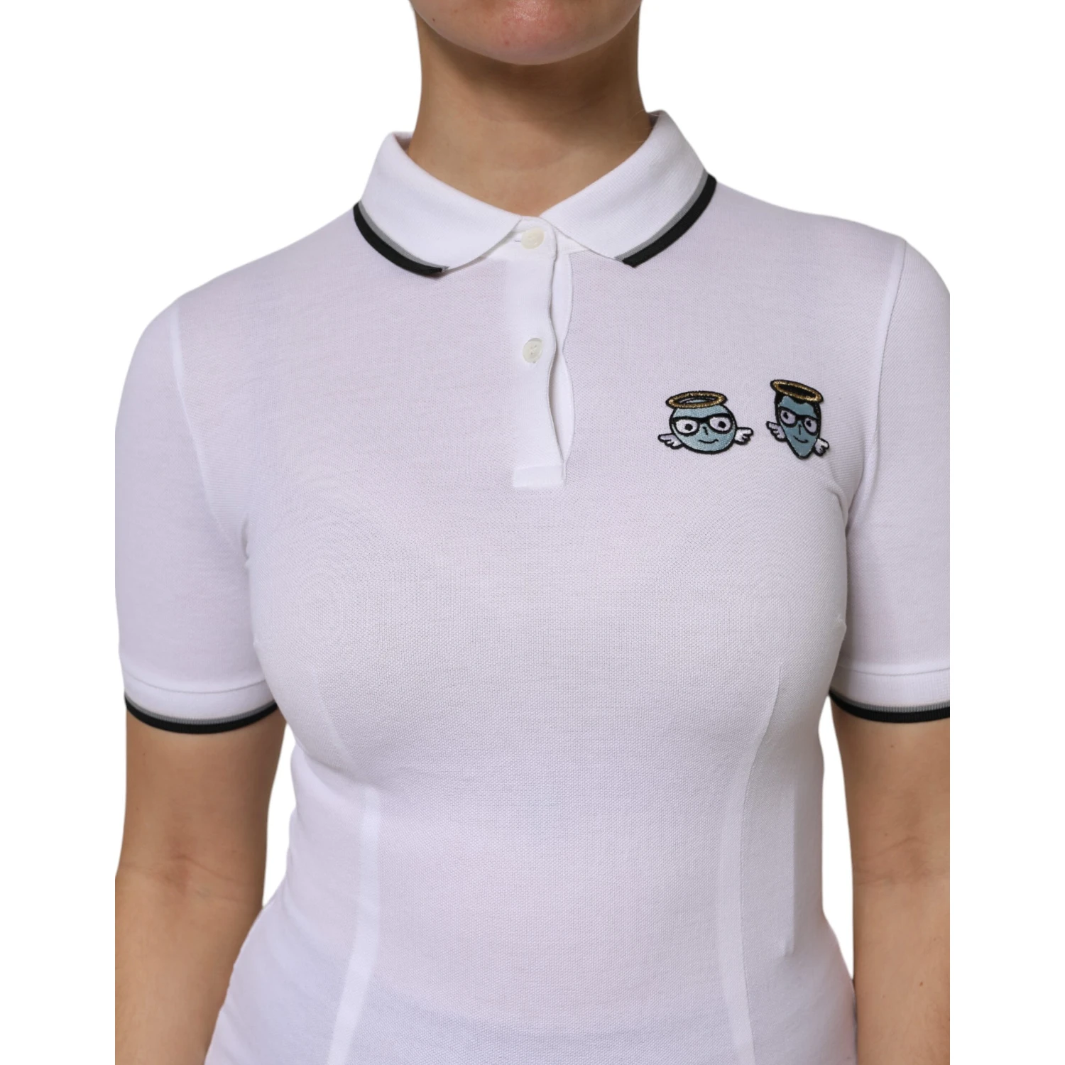 White Cotton Short Sleeves Collared Polo Top