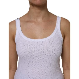 White Cotton Round Neck Sleeveless Tank Top