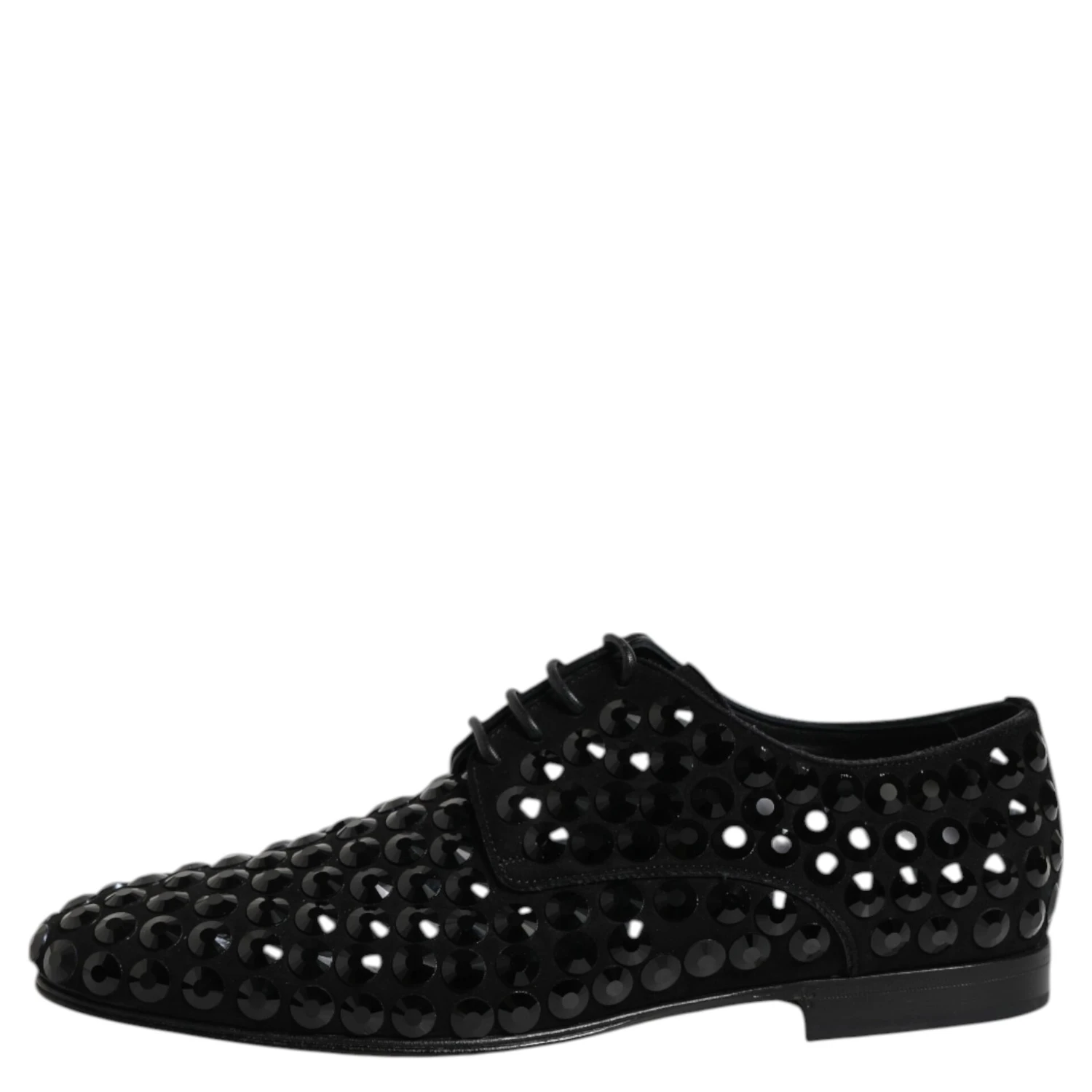 Black Suede Strass Derby Formal Shoes