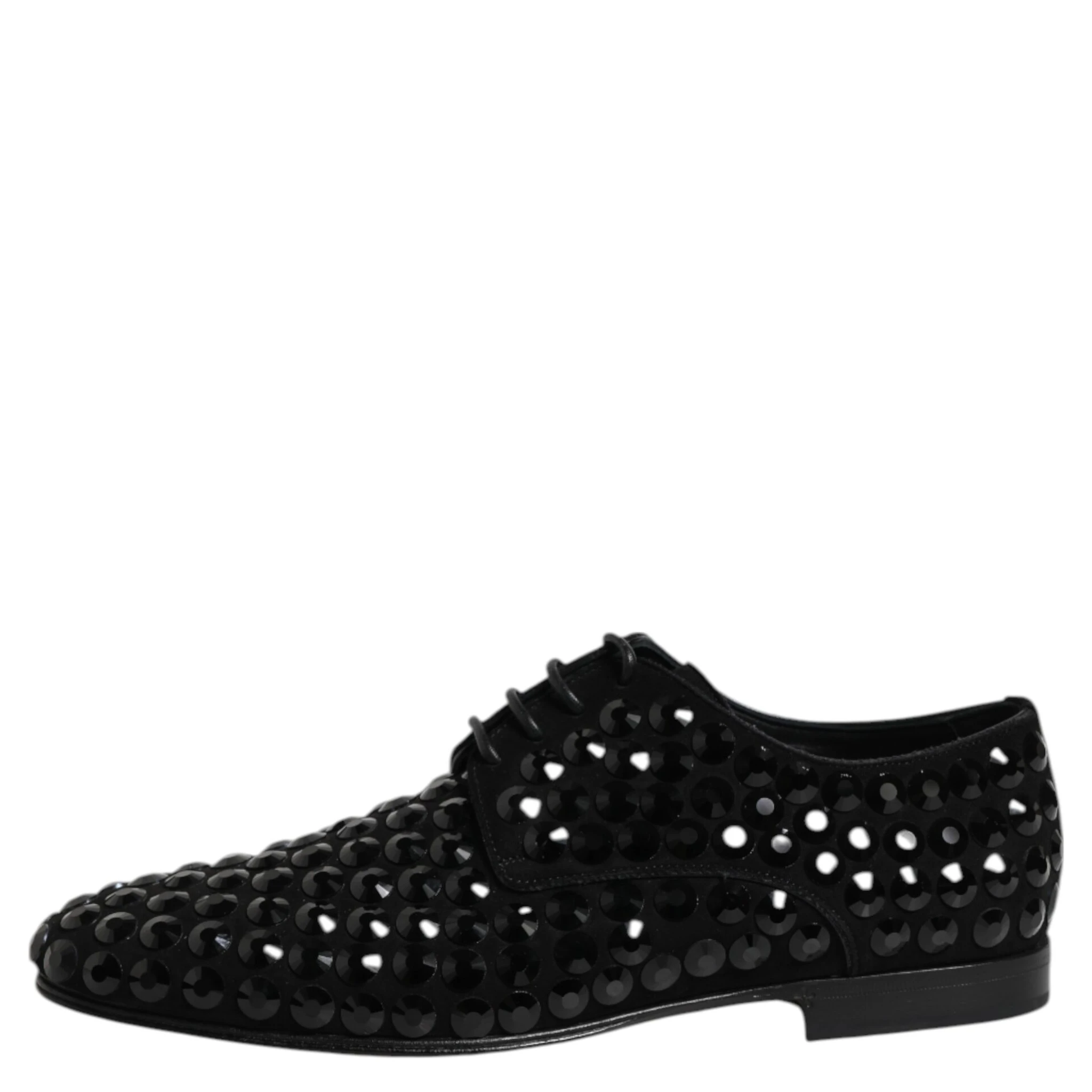 Black Suede Strass Derby Formal Shoes