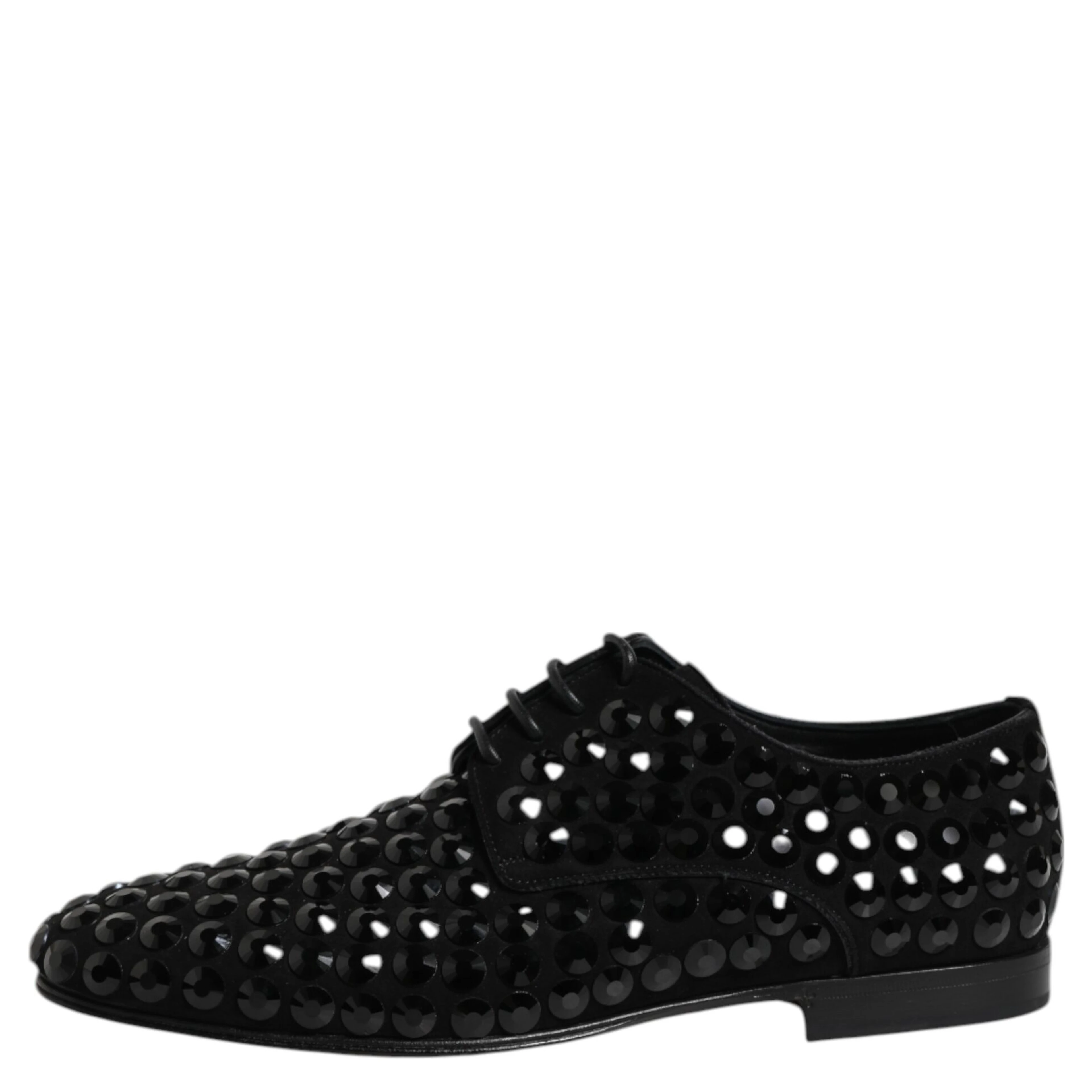 Black Suede Strass Derby Formal Shoes