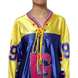 Multicolor Polyester Long Sleeves V-Neck Top