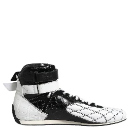 Black White Leather High Top Sneakers Shoes
