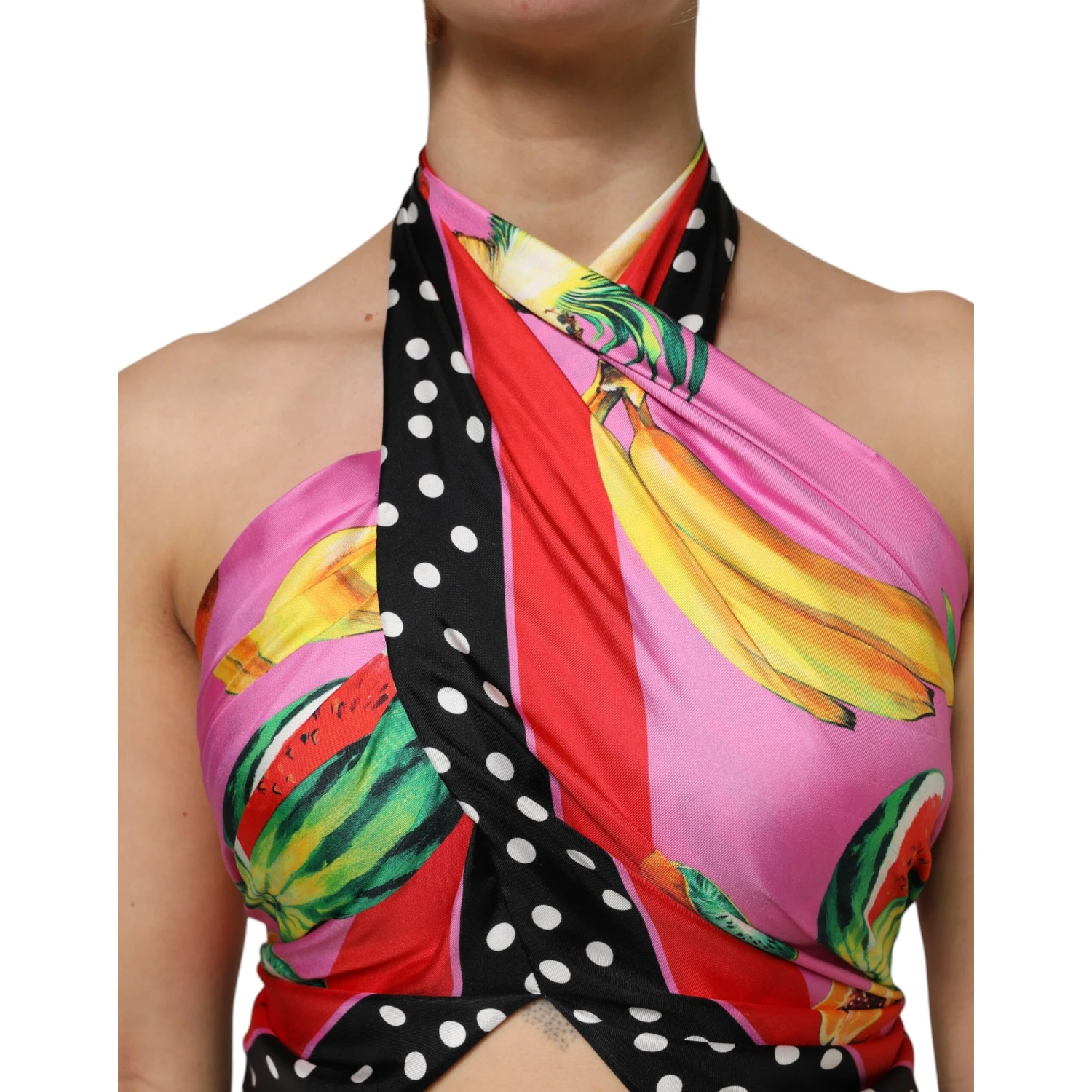 Multicolor Halter Party Evening Cropped Top