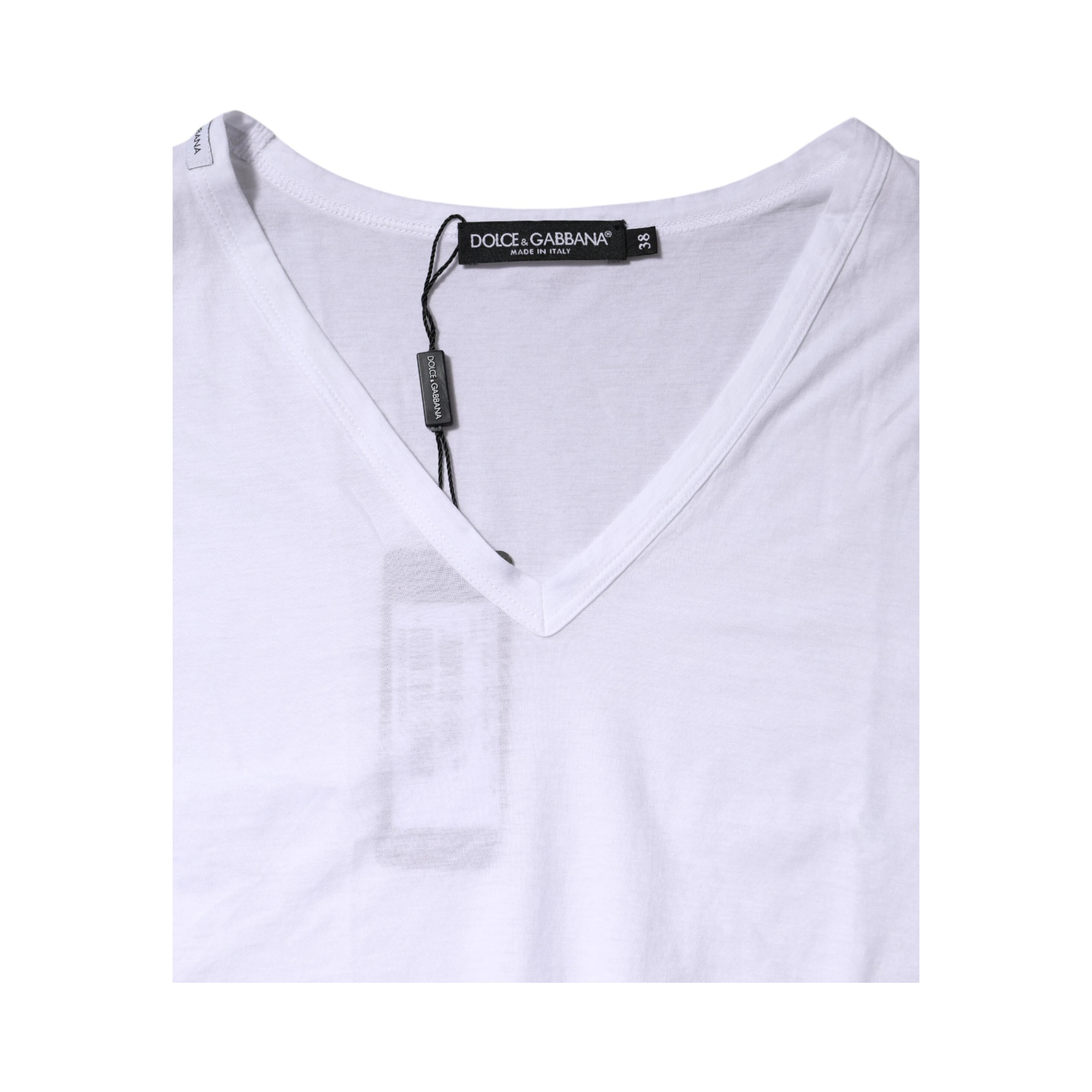 White Cotton Short Sleeves V-Neck Top T-shirt