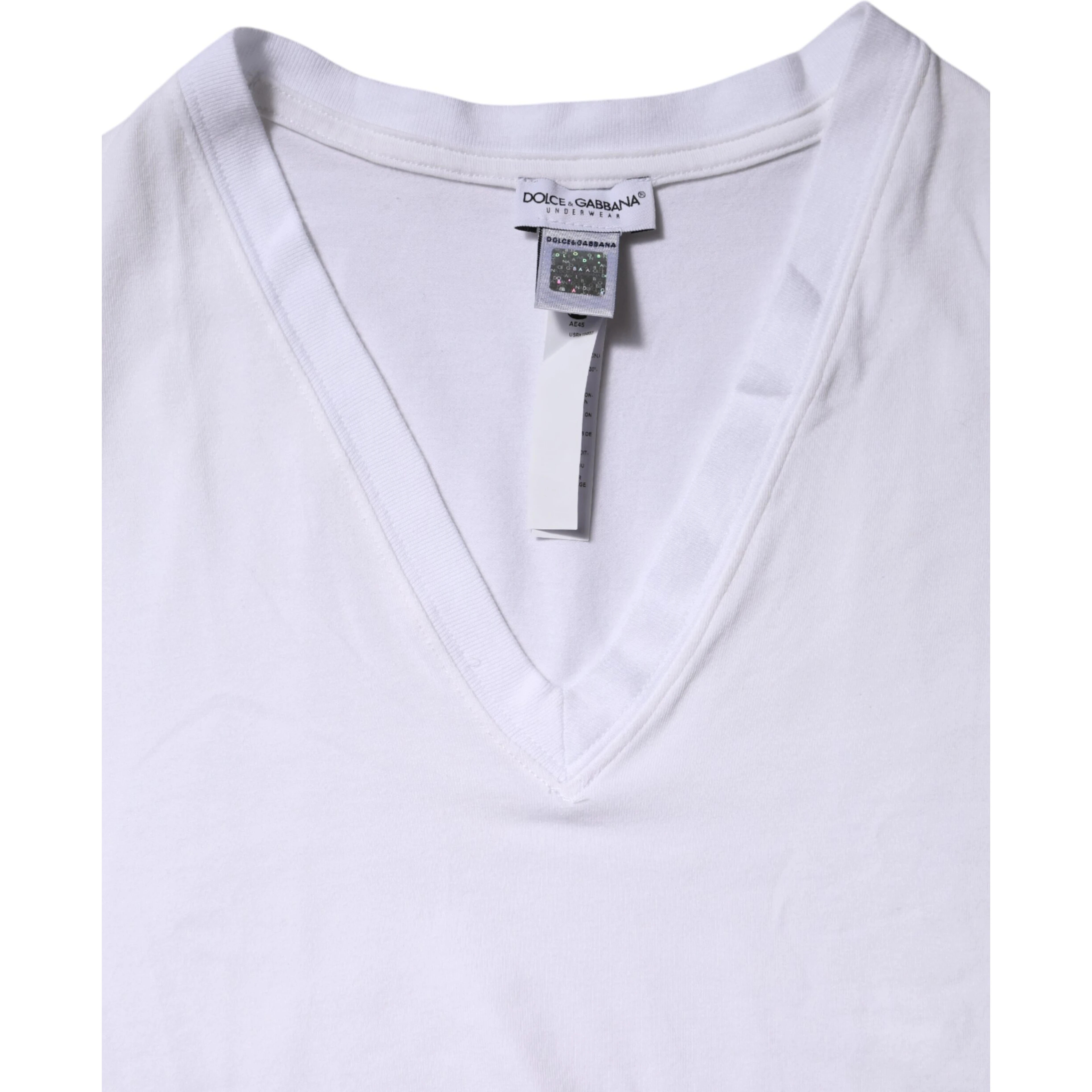 White Cotton Short Sleeves V-Neck Top T-shirt