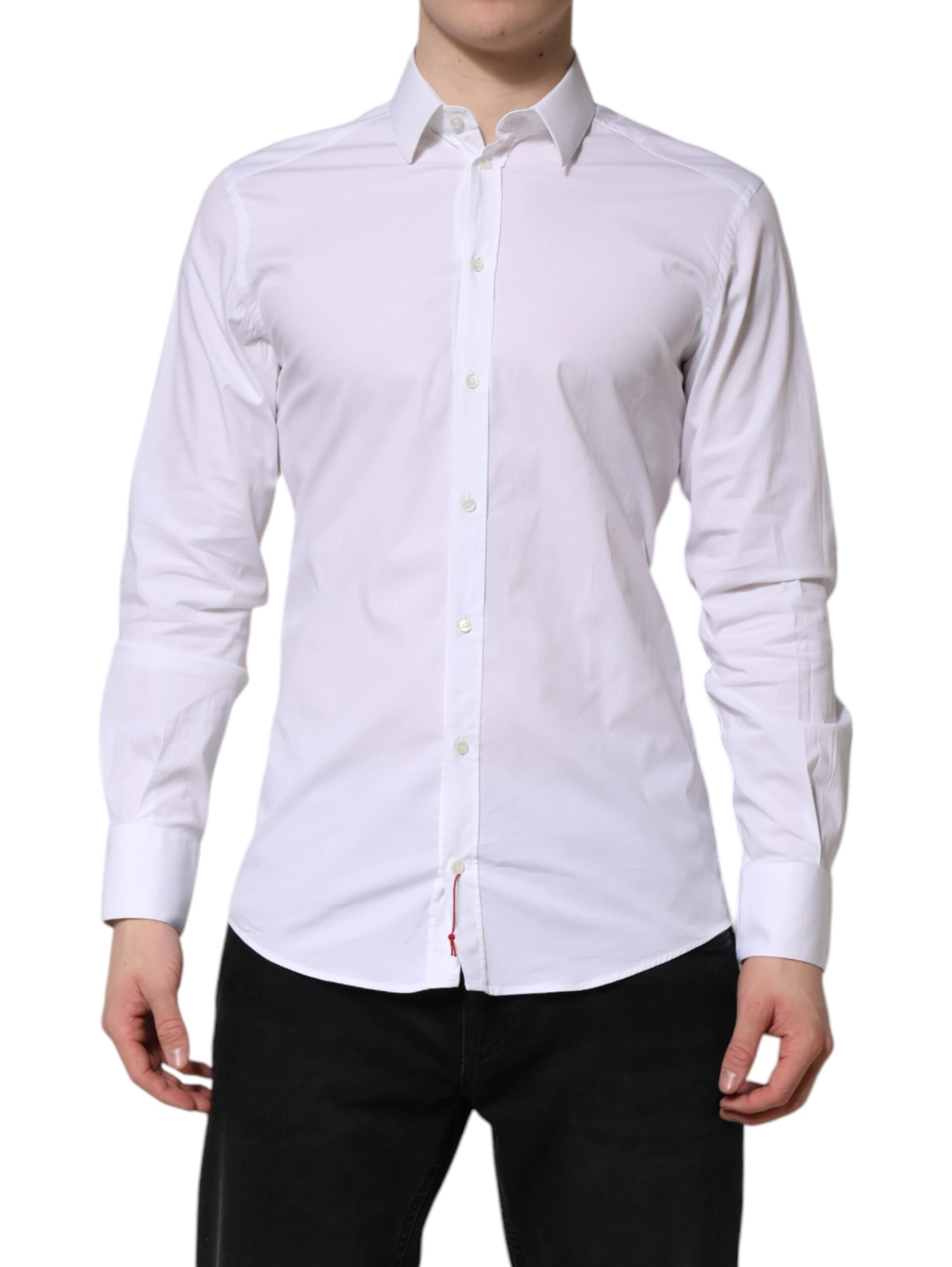 White Cotton GOLD Long Sleeves Dress Shirt