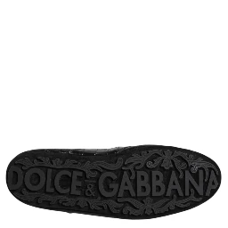 Black Exotic Leather Low Top Sneakers Shoes