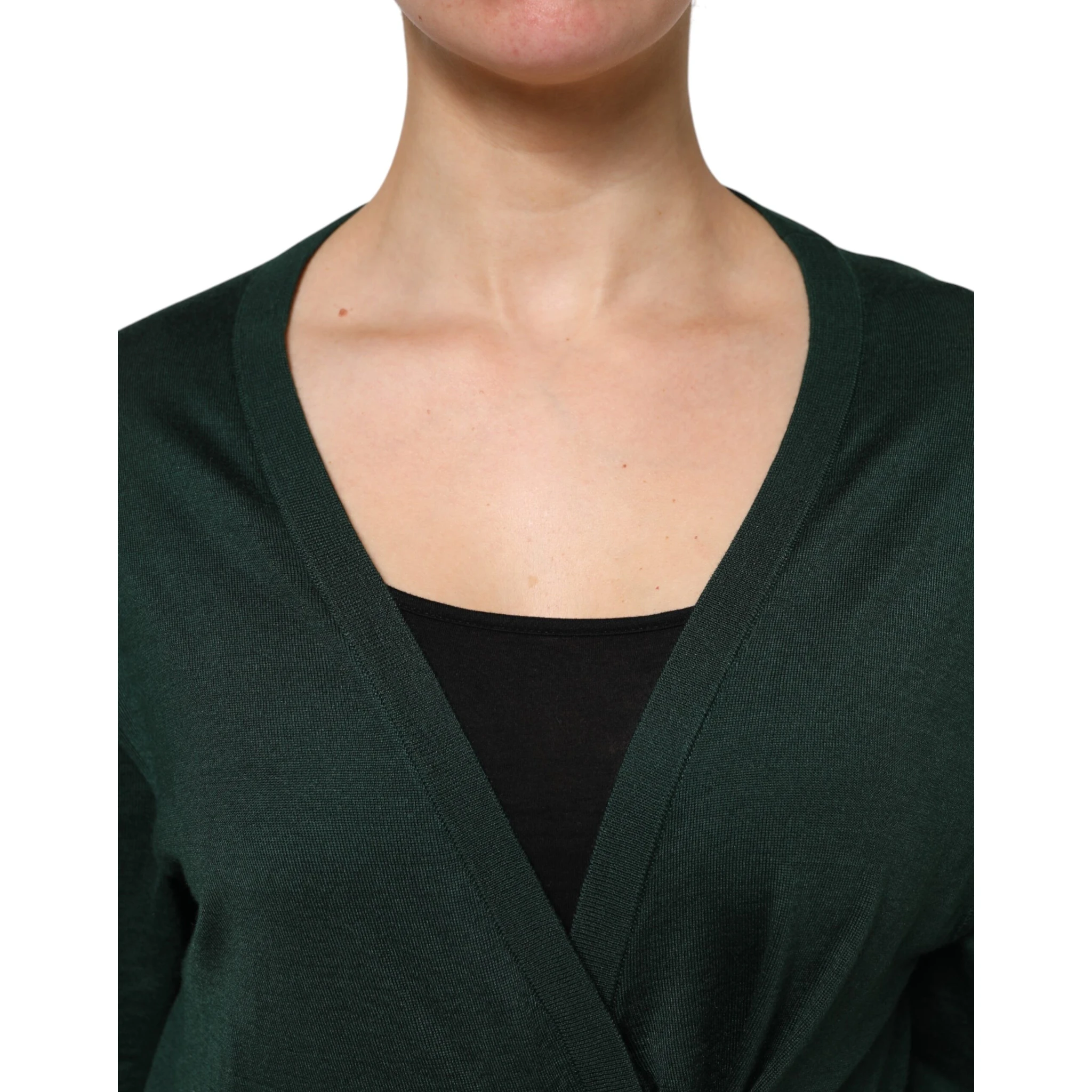 Dark Green Cashmere Silk Cardigan Sweater