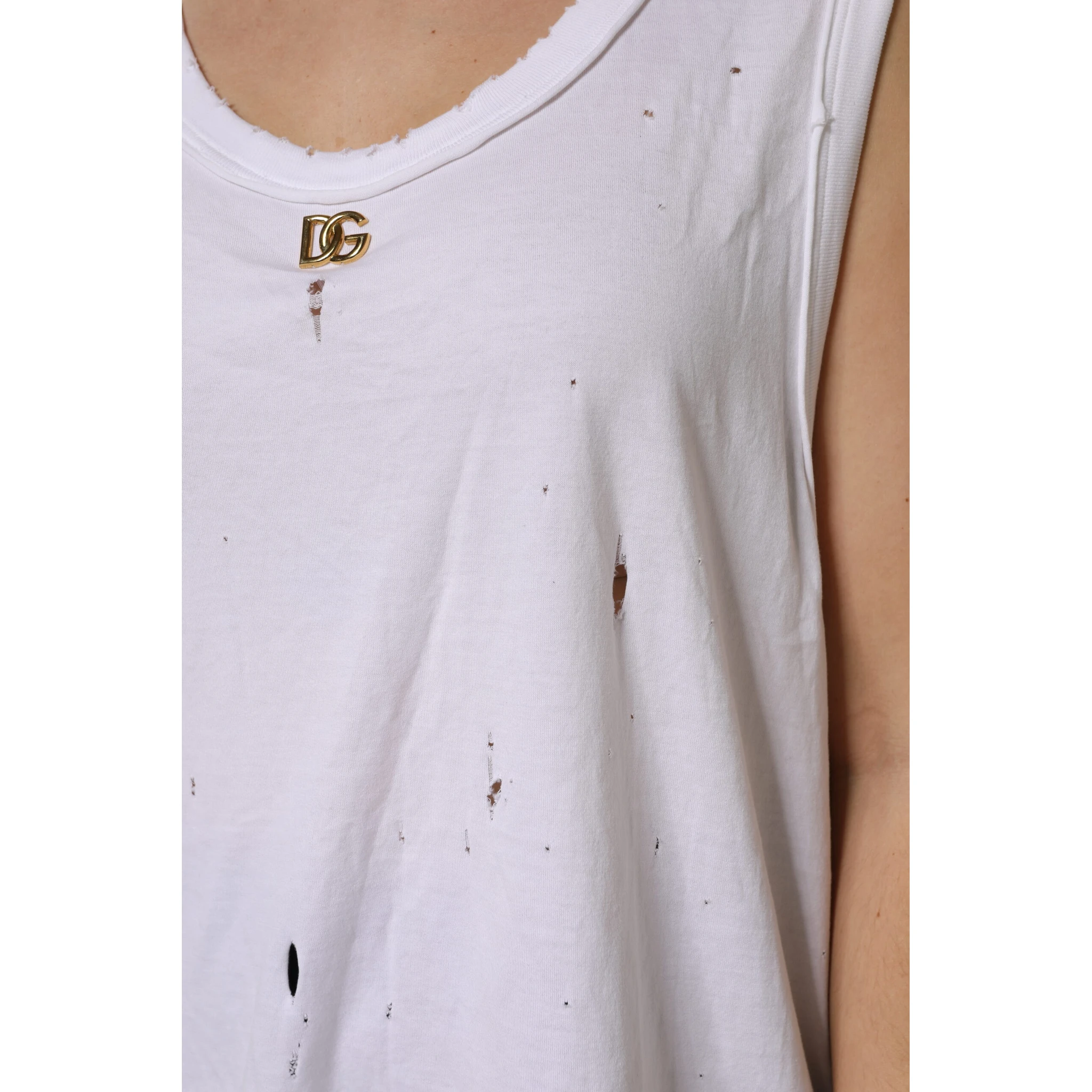 White Cotton Sleeveless Round Neck Tank Top