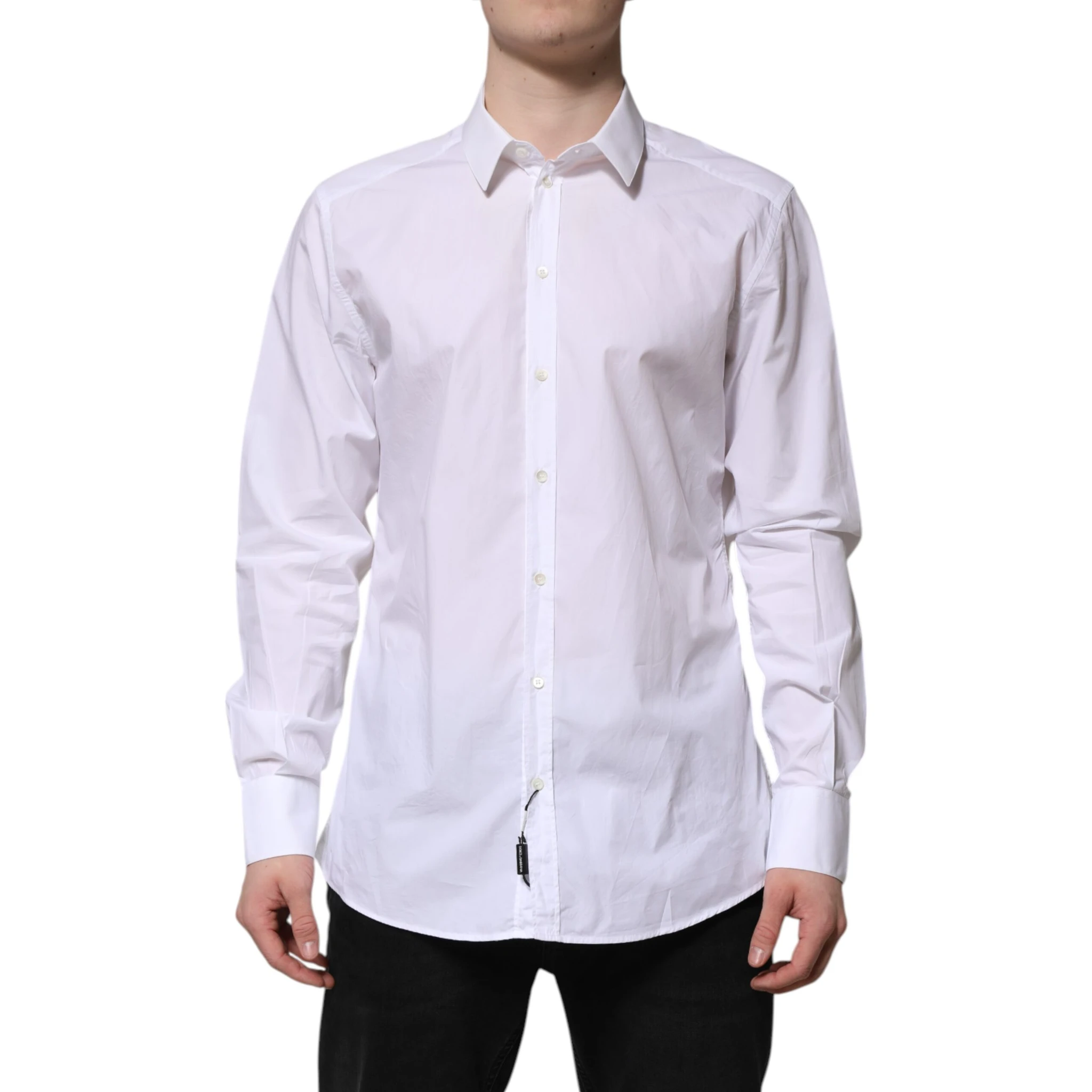 White Cotton GOLD Long Sleeves Dress Shirt