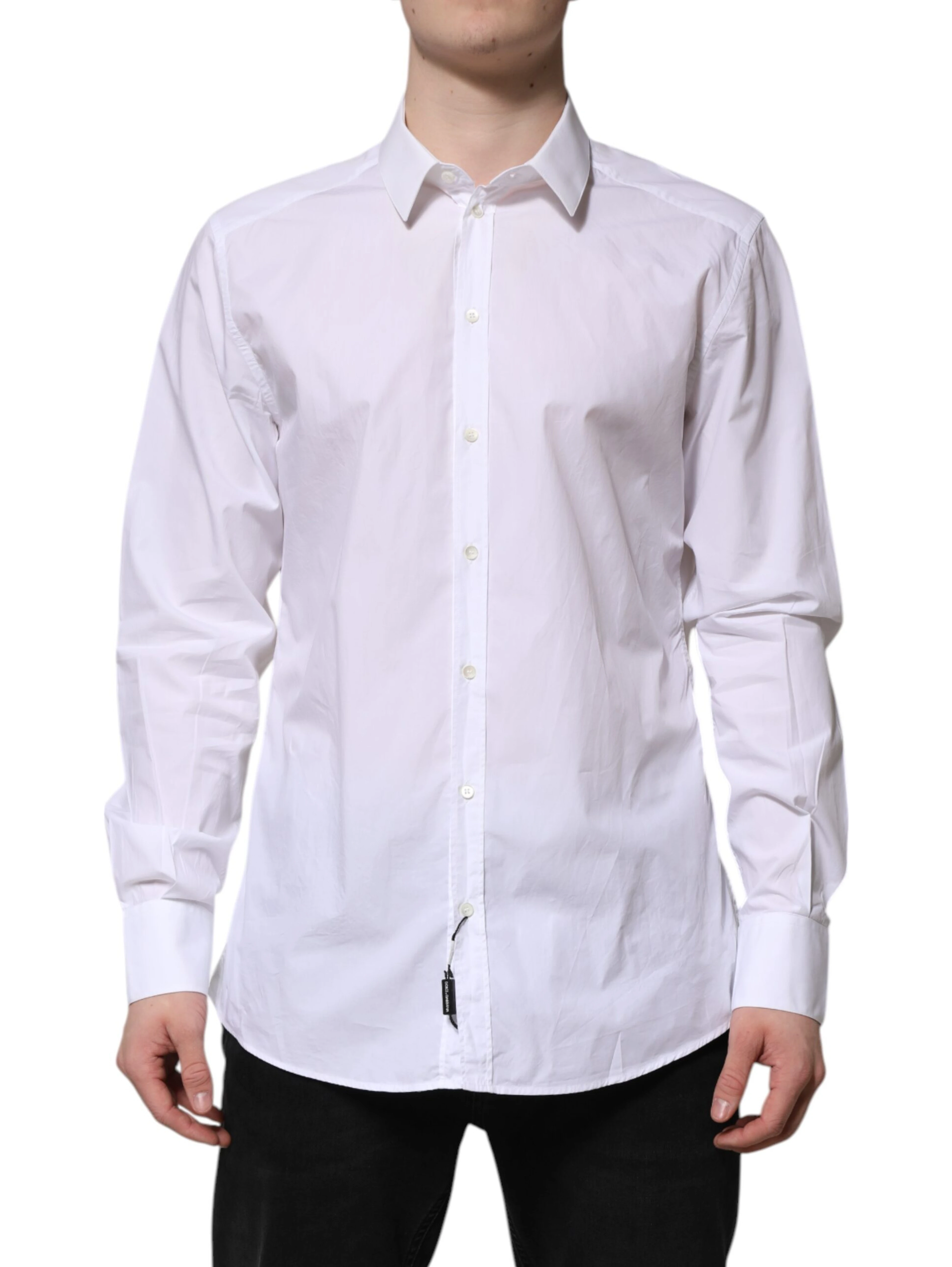 White Cotton GOLD Long Sleeves Dress Shirt
