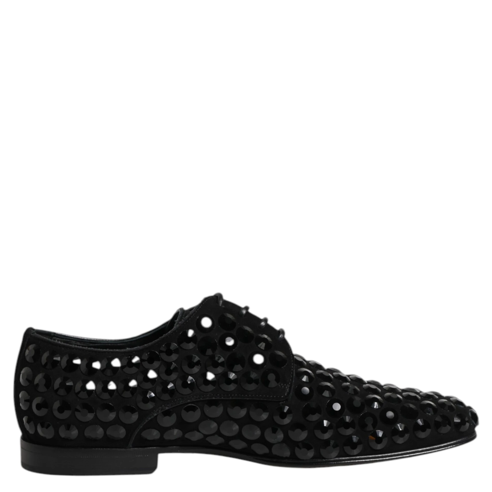 Black Suede Strass Derby Formal Shoes