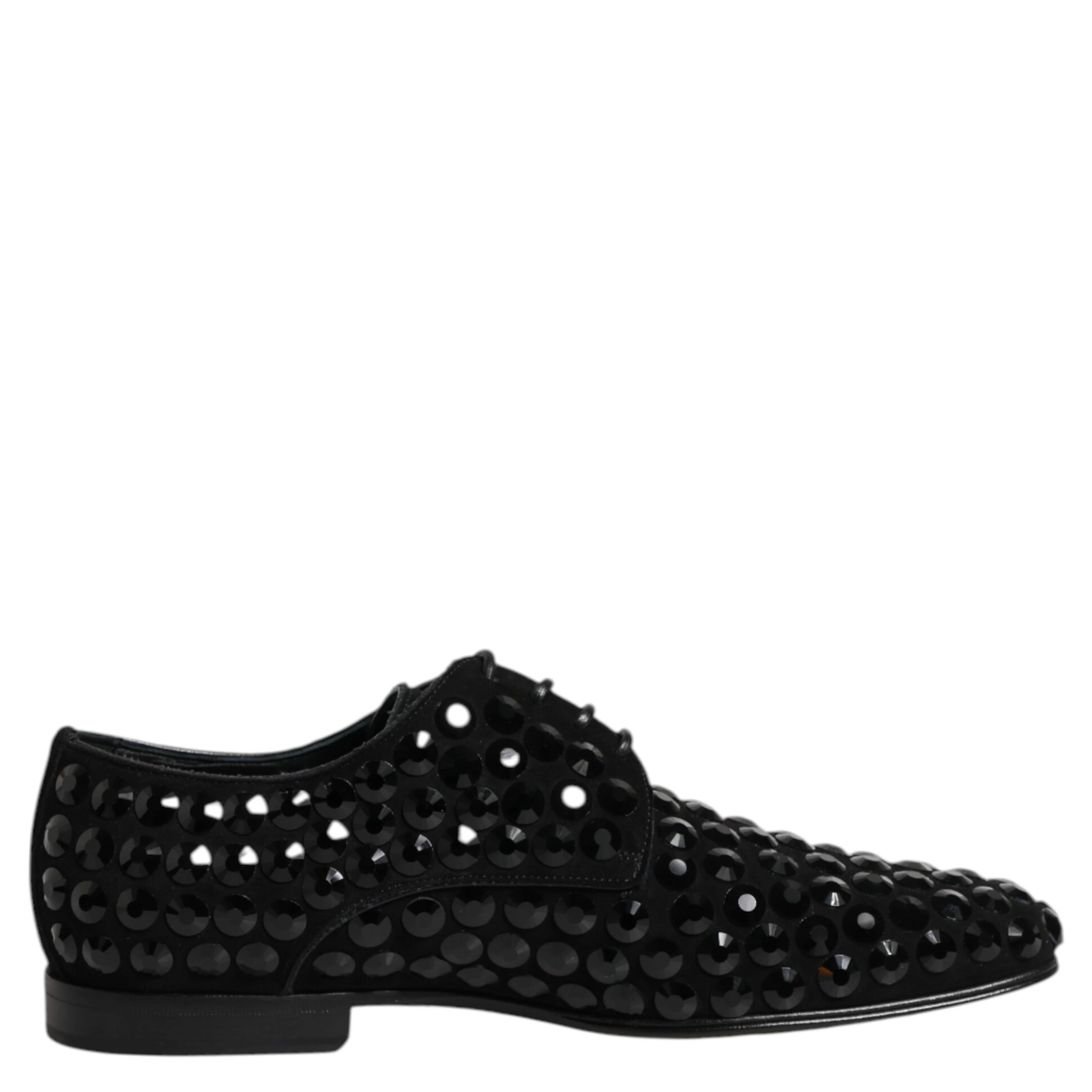 Black Suede Strass Derby Formal Shoes