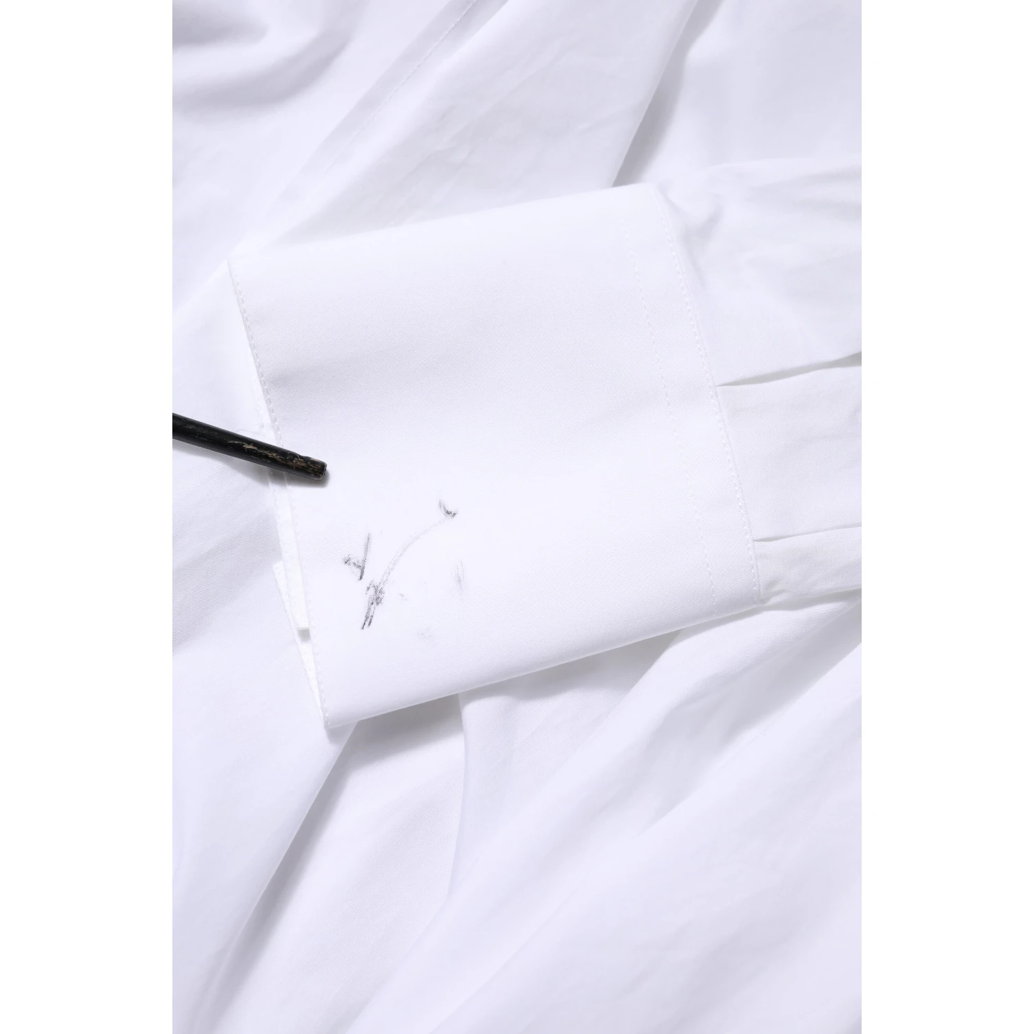 White Cotton Collared Shirt Long Sleeve Top