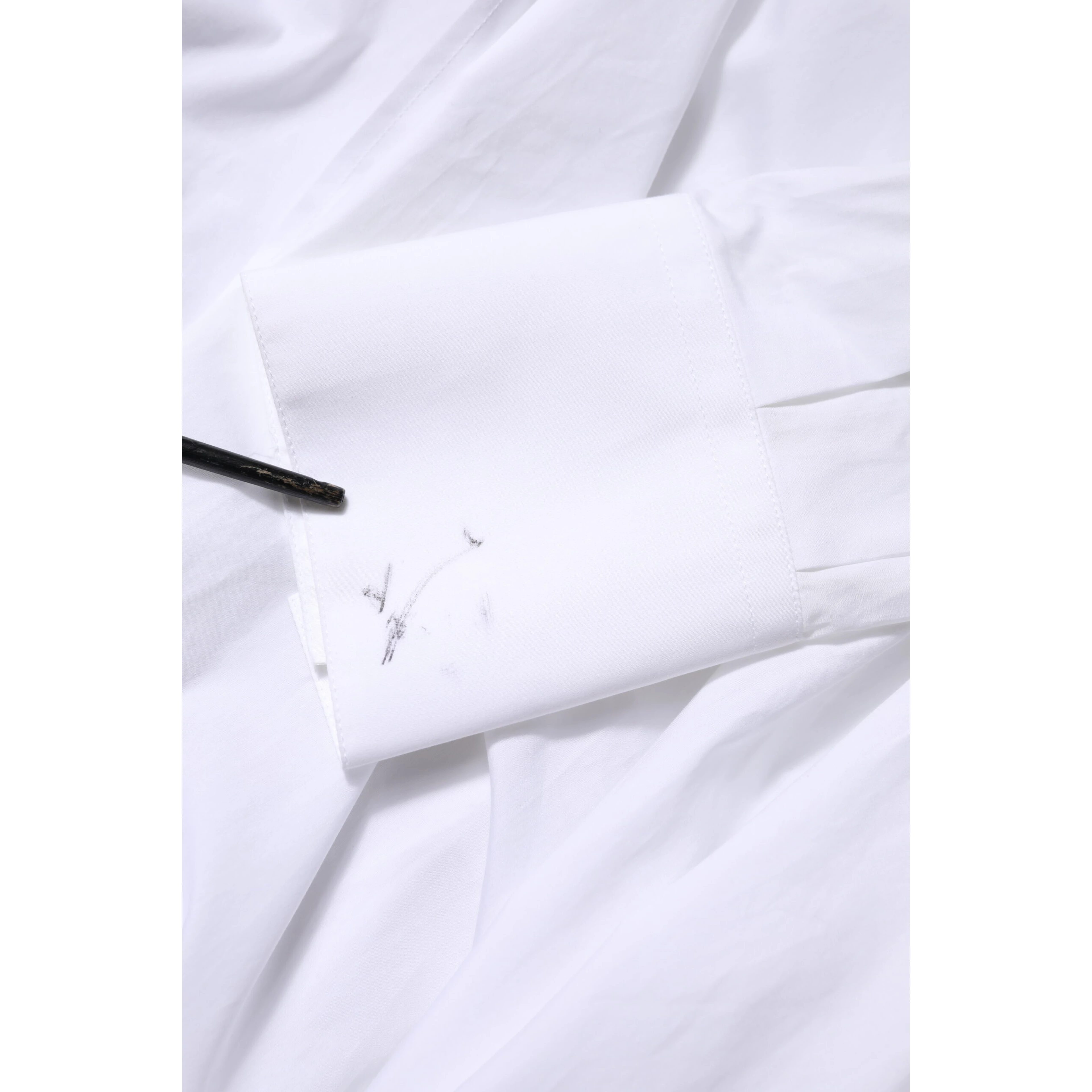 White Cotton Collared Shirt Long Sleeve Top