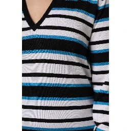 Multicolor Stripes Long Sleeves V-neck Top