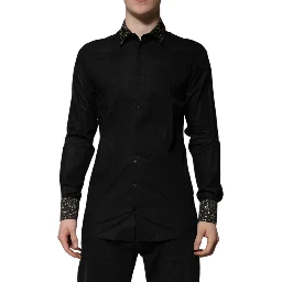 Black Cotton GOLD Long Sleeves Dress Shirt