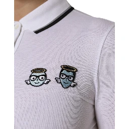 White Cotton Short Sleeves Collared Polo Top