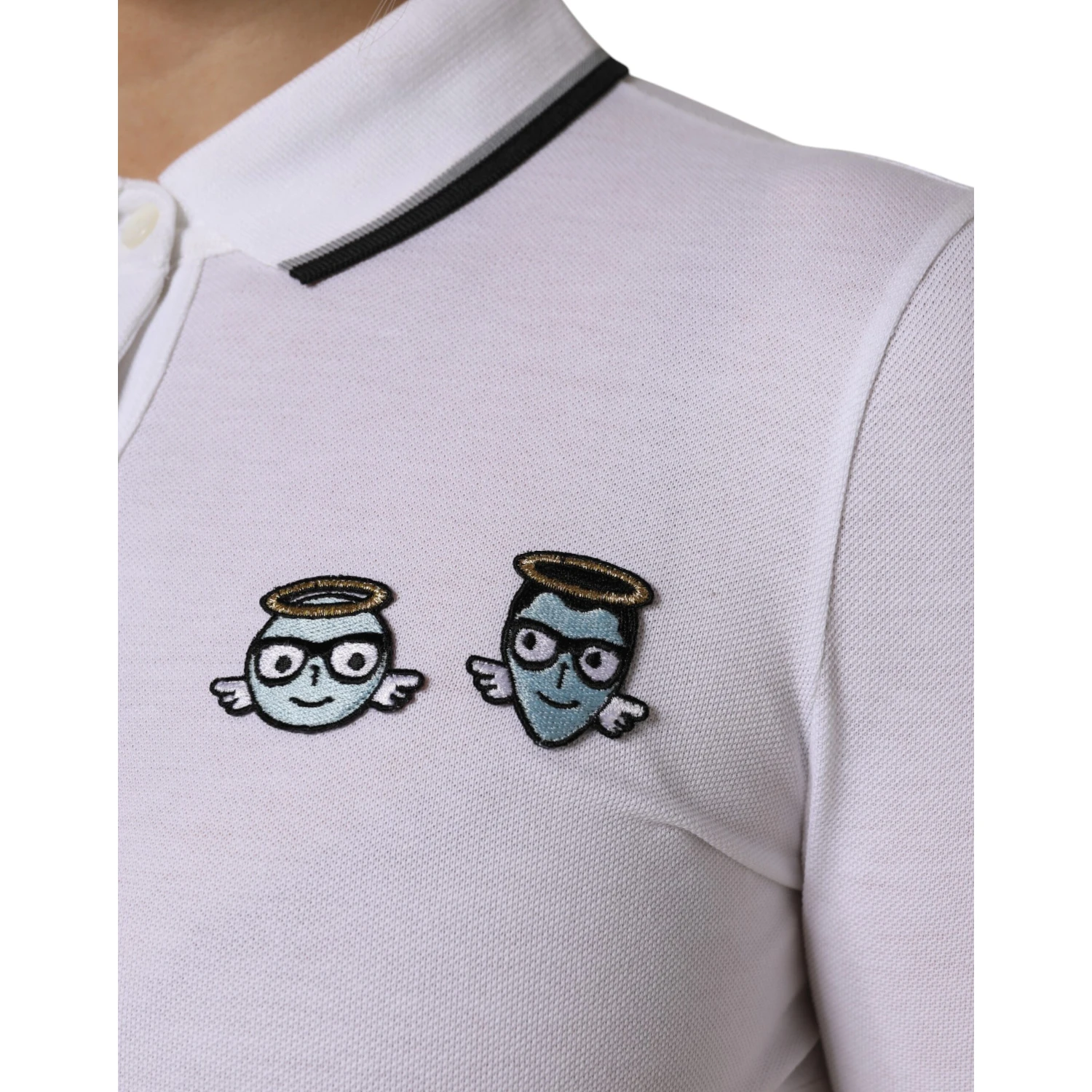 White Cotton Short Sleeves Collared Polo Top