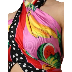 Multicolor Halter Party Evening Cropped Top