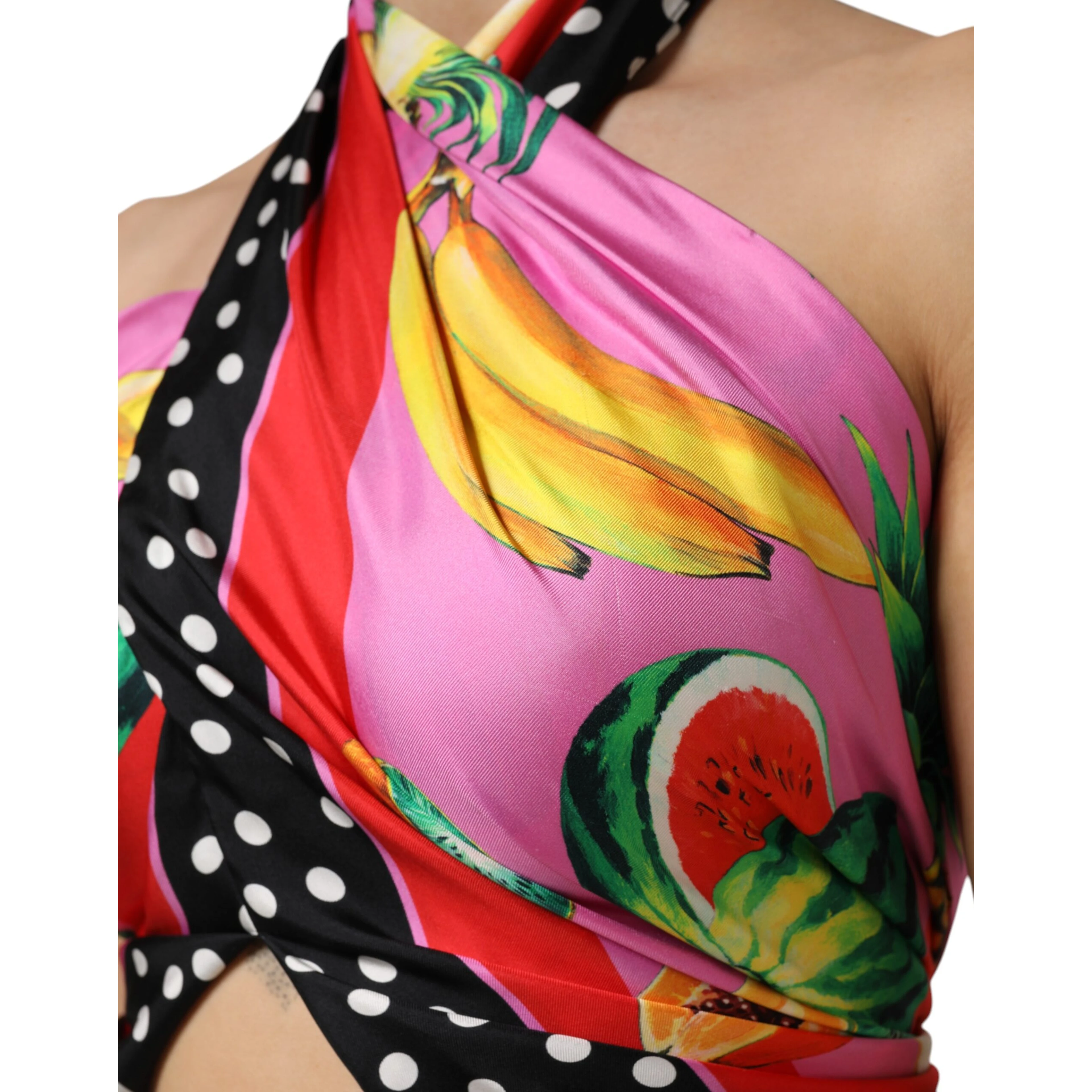 Multicolor Halter Party Evening Cropped Top