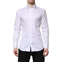 White Cotton GOLD Long Sleeve Men Dress Shirt