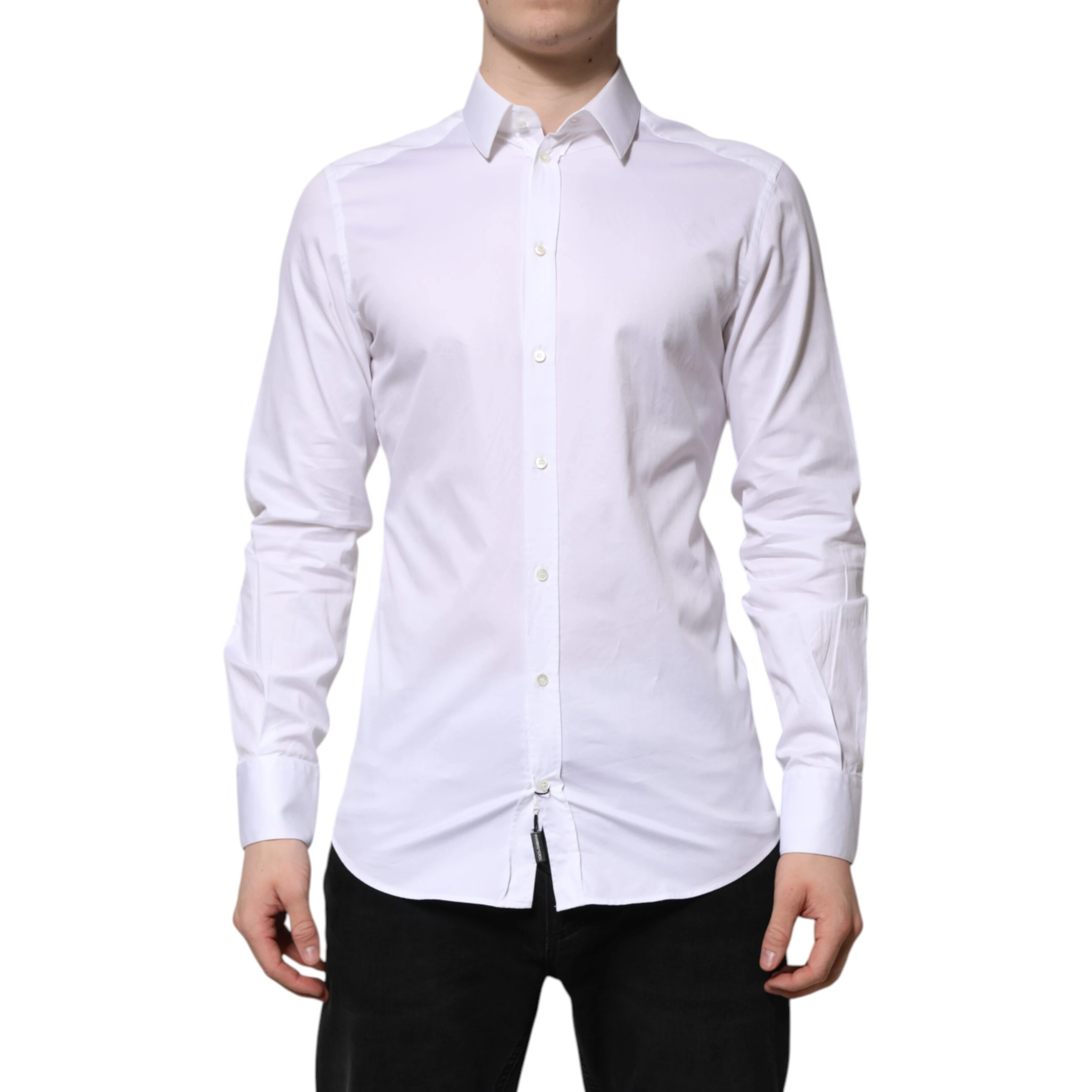 White Cotton GOLD Long Sleeve Men Dress Shirt