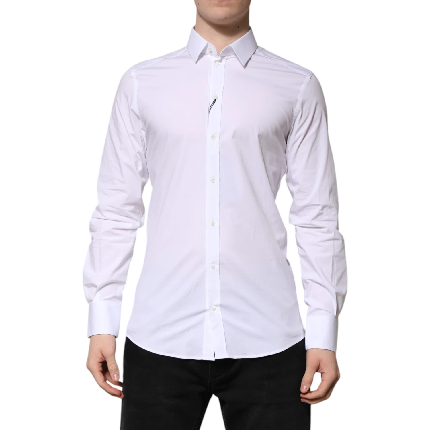 White Cotton GOLD Long Sleeve Men Dress Shirt