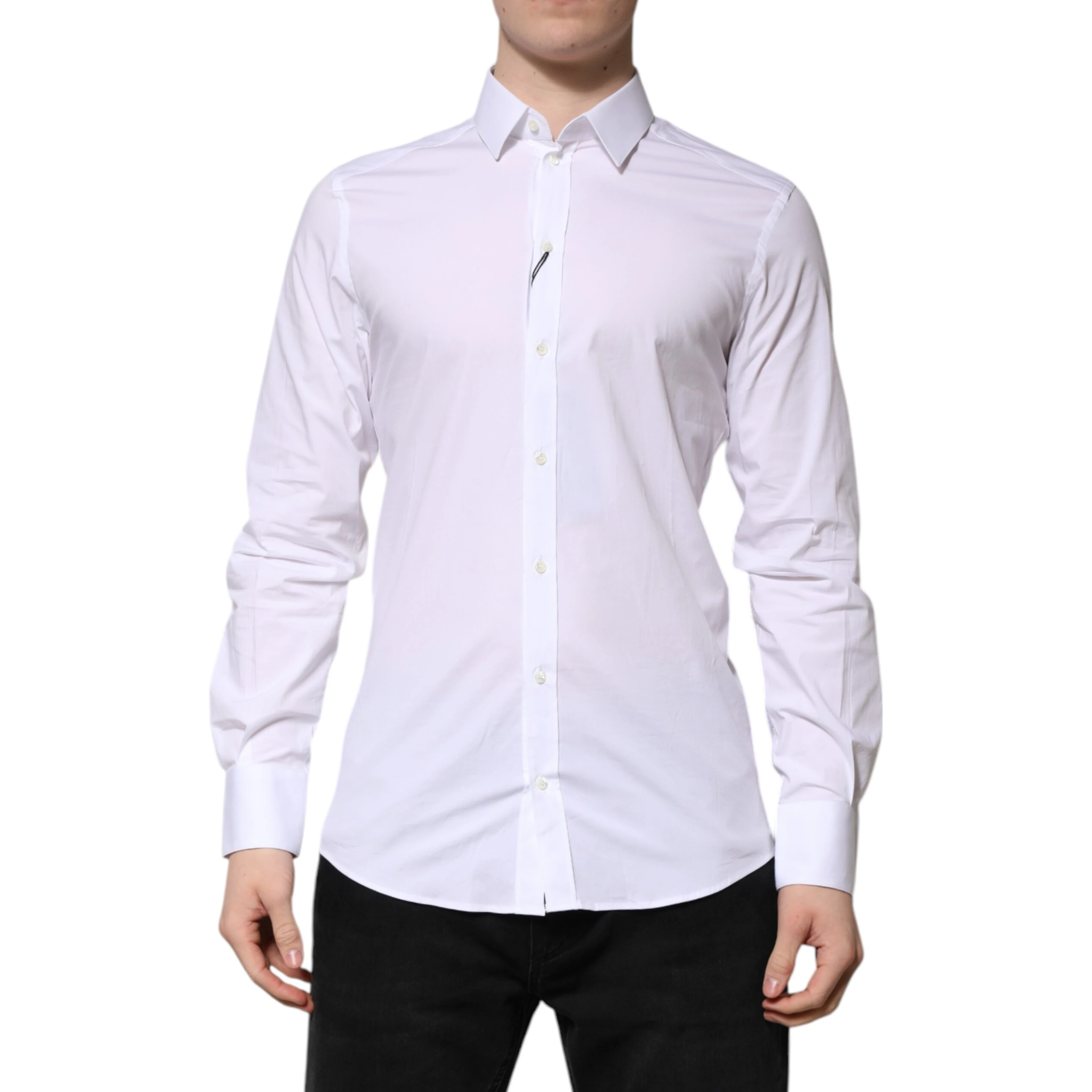 White Cotton GOLD Long Sleeve Men Dress Shirt