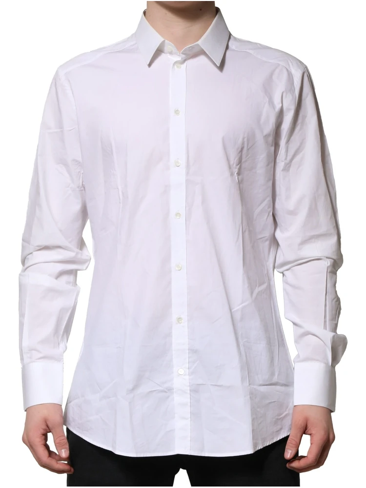 White Cotton GOLD Long Sleeves Dress Men Shirt
