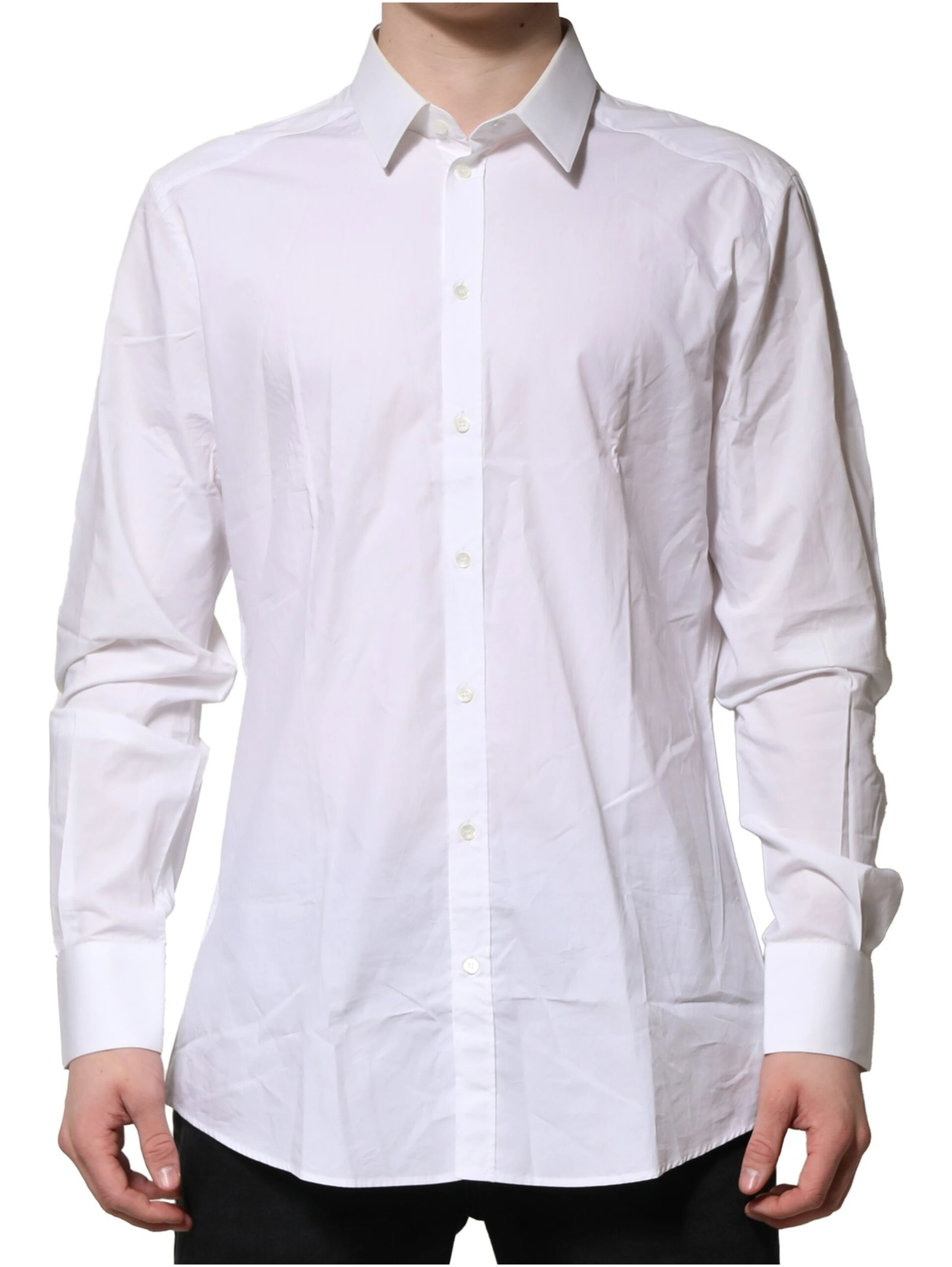 White Cotton GOLD Long Sleeves Dress Men Shirt