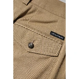Brown Cotton Cargo Tapered Pants