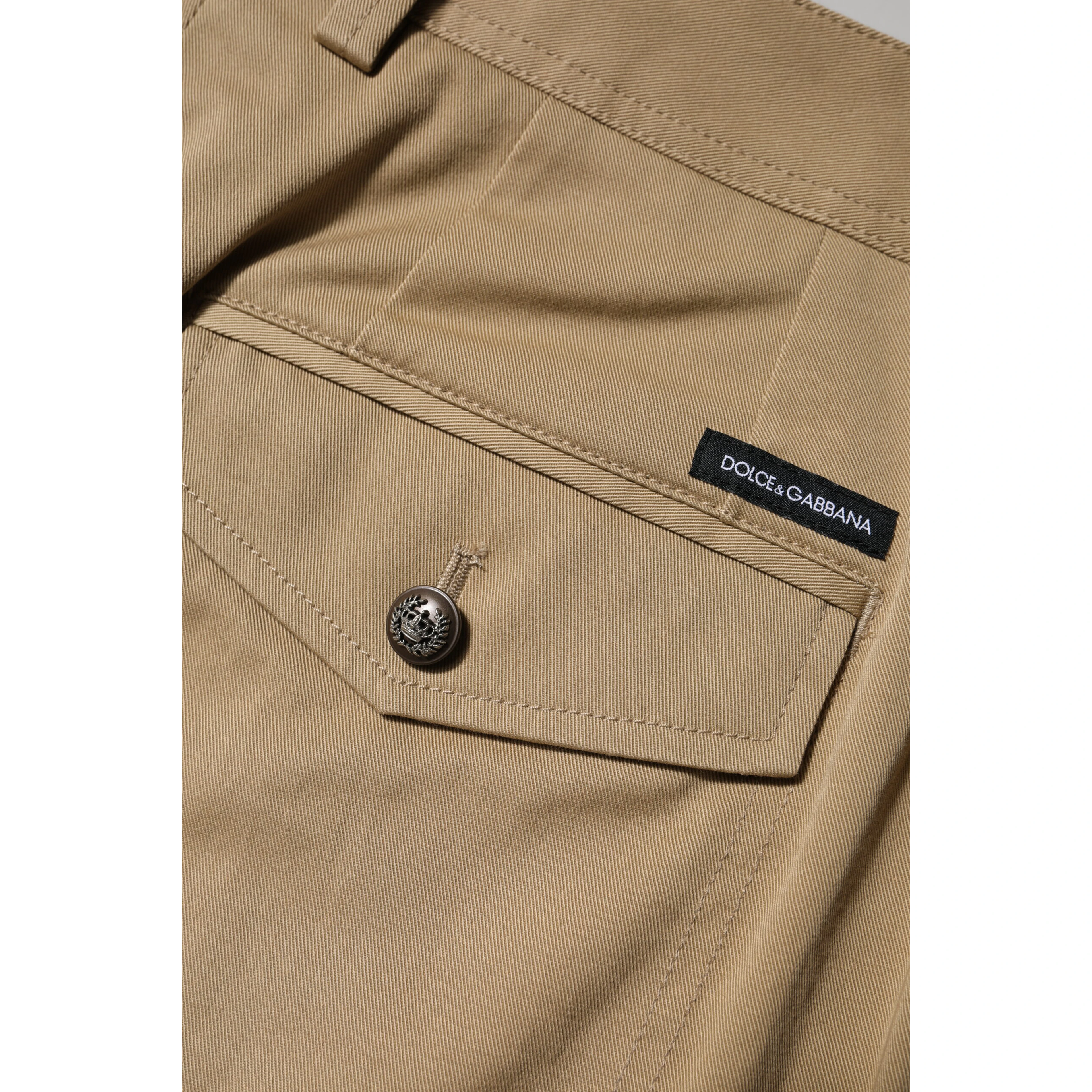 Brown Cotton Cargo Tapered Pants