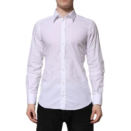 White Cotton GOLD Long Sleeves Dress Shirt