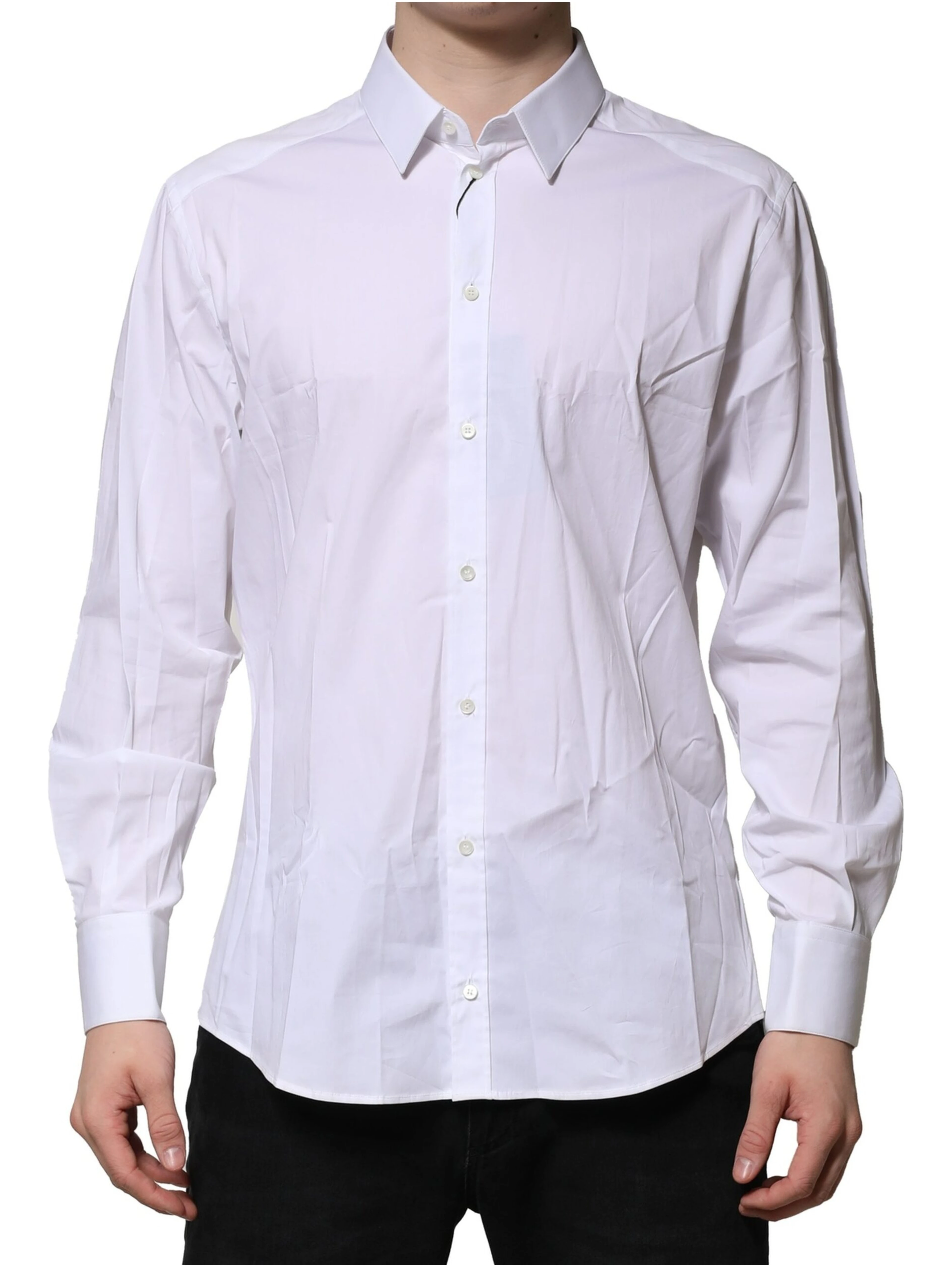 White Cotton GOLD Long Sleeves Dress Shirt