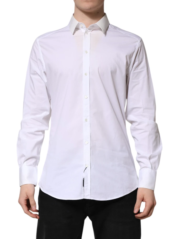White Cotton GOLD Long Sleeves Dress Shirt